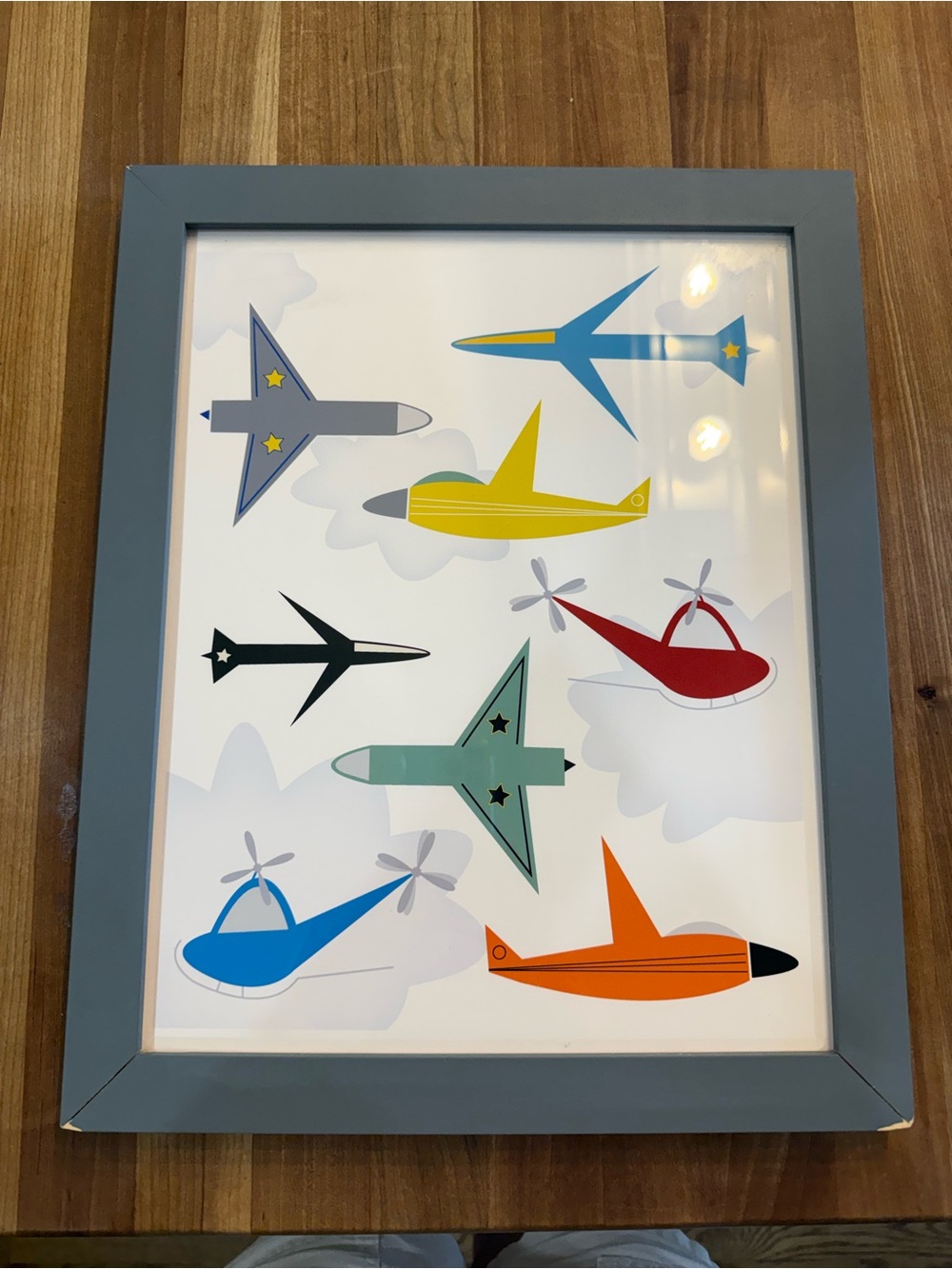 Airplane Wall Art Print in Blue Frame - Kids Nursery Decor